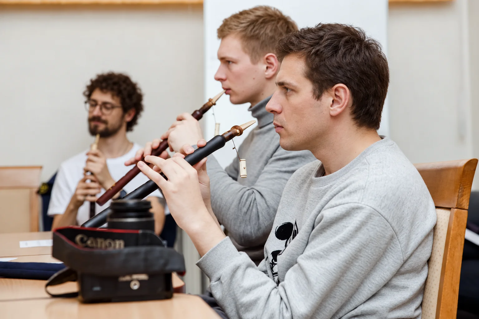 A man with a duduk during a lesson
